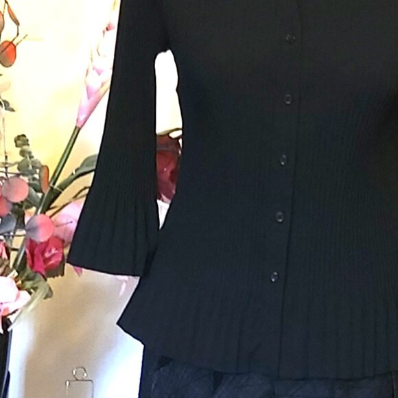 NWOT Fred David Women’s Long Sleeve Black Pleated Blouse Top Size S 6 - Picture 5 of 7
